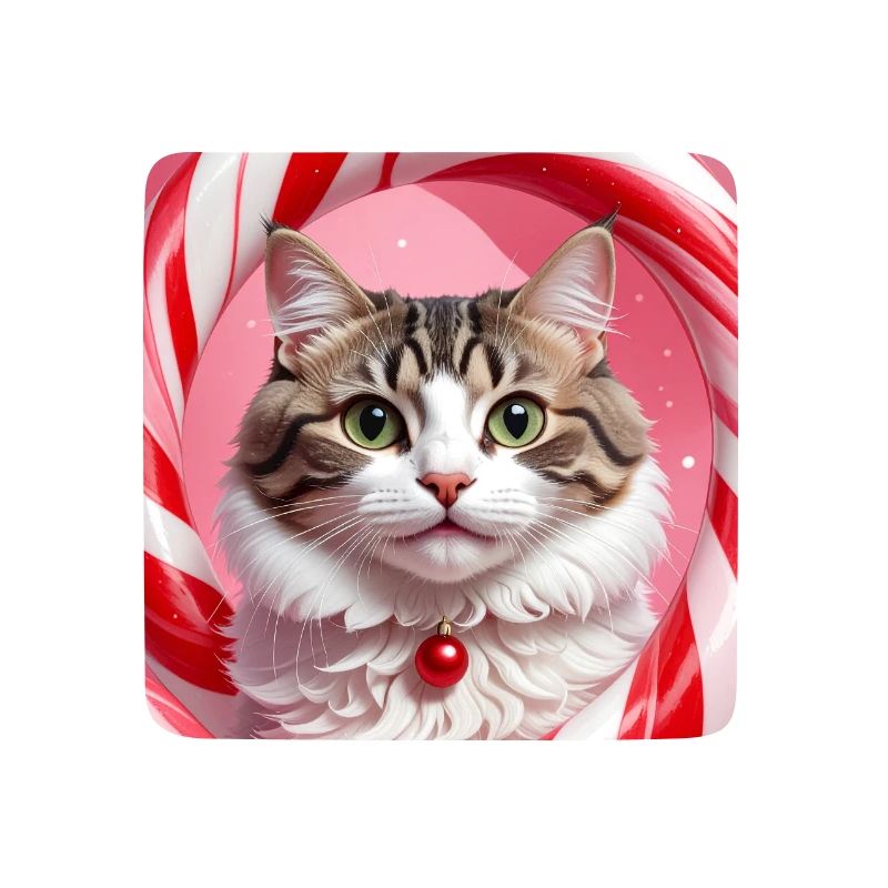 Weihnachtskatze im Süßigkeiten-Ring-Design