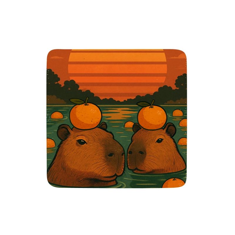Capybara with orange on her head