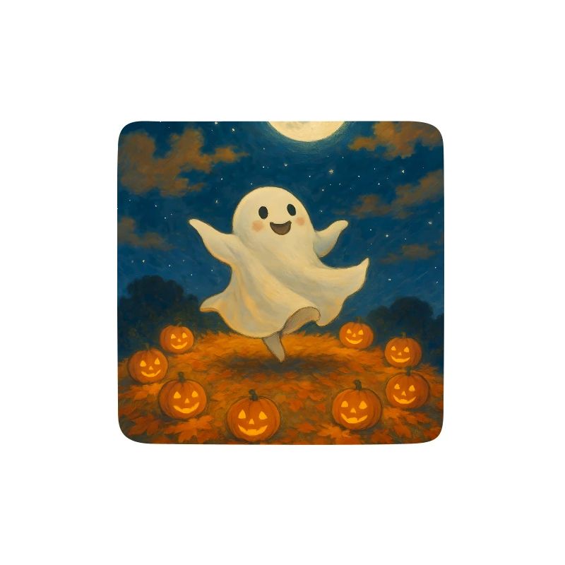 Moonlit Ghost Among Pumpkins