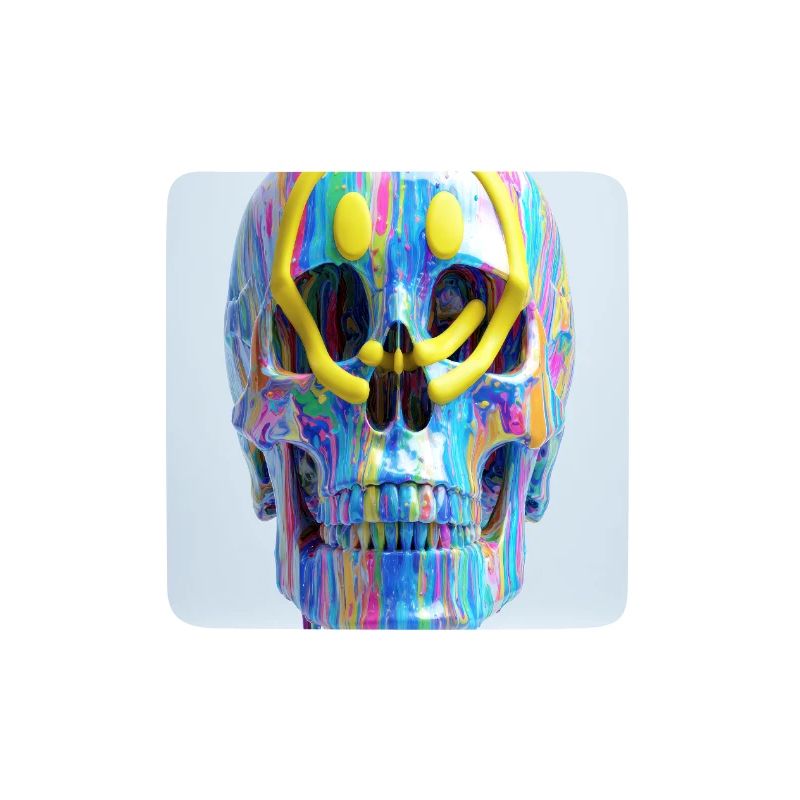 Psychedelic Skull with Smile Goggles