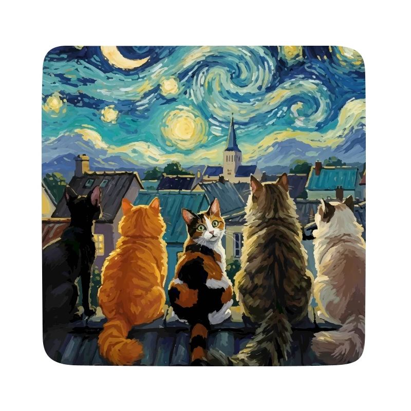 Cat Symphony Over Starry Rooftops