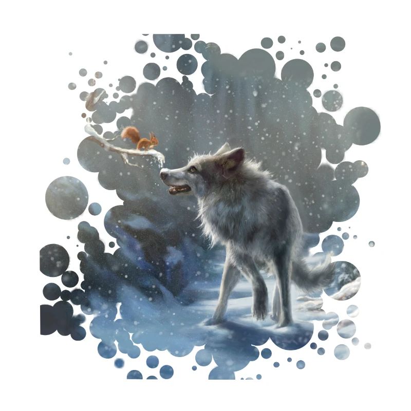 Wolf Eichhörnchen Winter