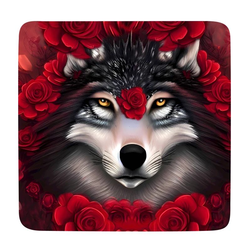 Wunderbarer Wolf mit Blumen.