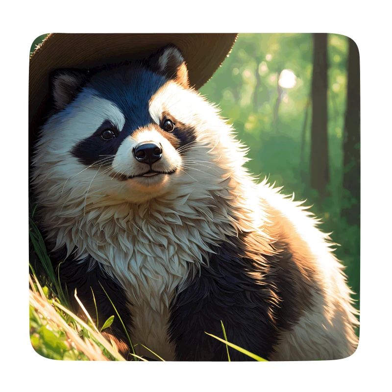 Cute Badger Artwork with Straw Hat Badgers Meadow