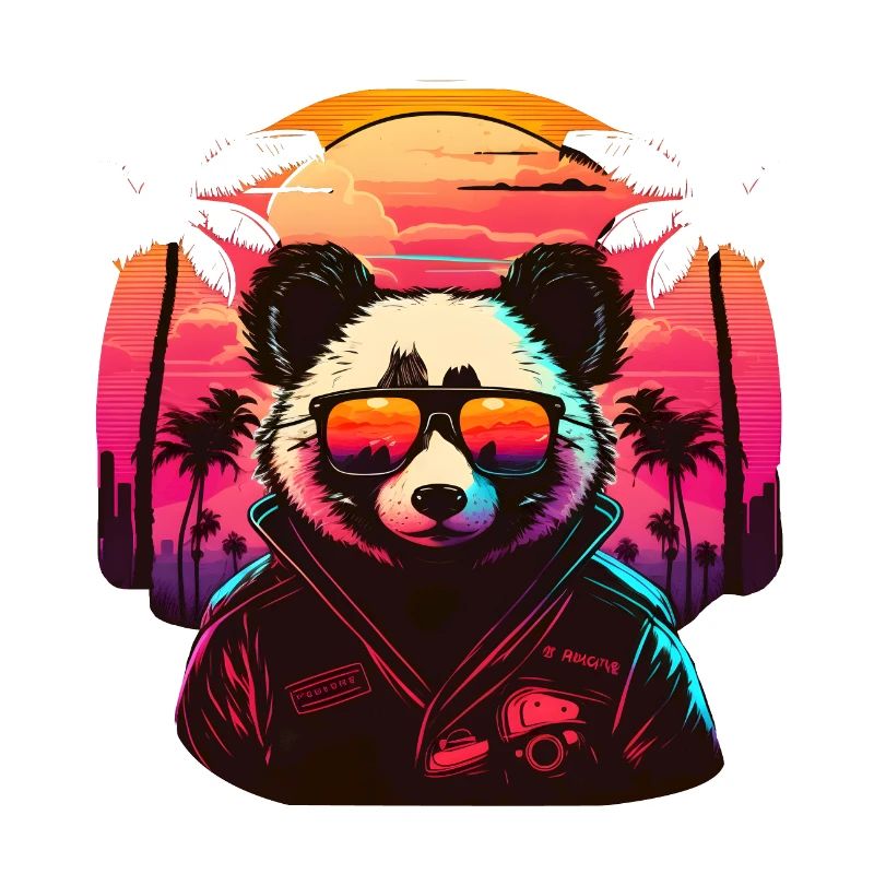 Synthwave Panda Sunset