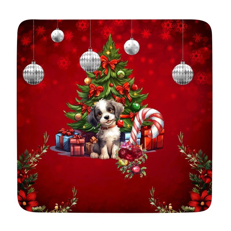 Chiot doux avec arbre de Noël