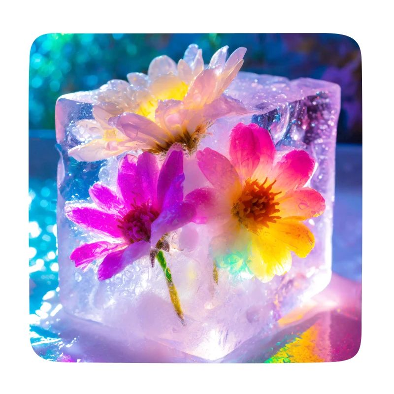 Blumen im Eis