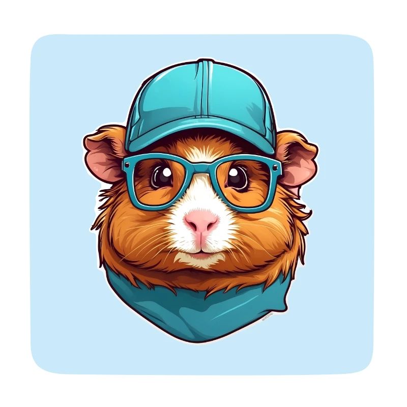 Cochon d’Inde mignon avec casquette de baseball et écharpe