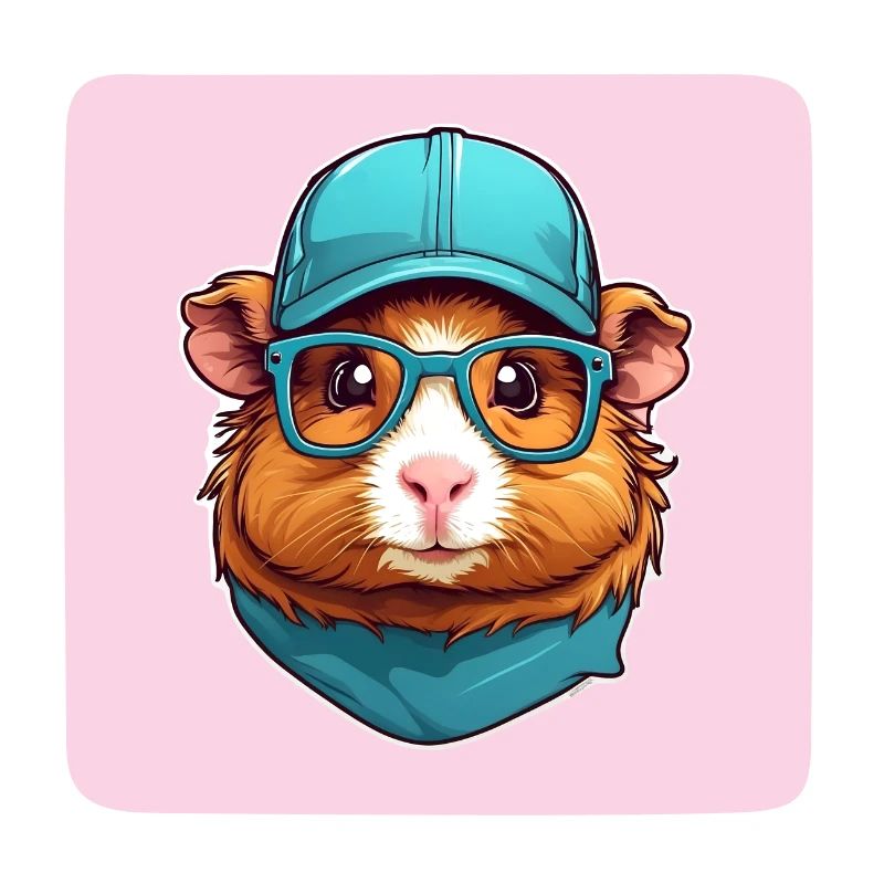 Cochon d’Inde mignon avec casquette de baseball et écharpe