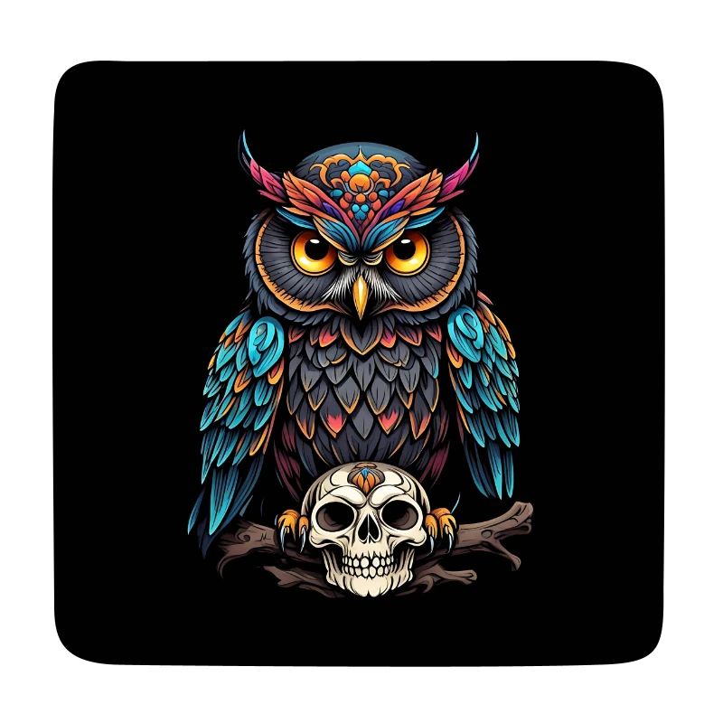 Farbenfrohe Eule mit Skull