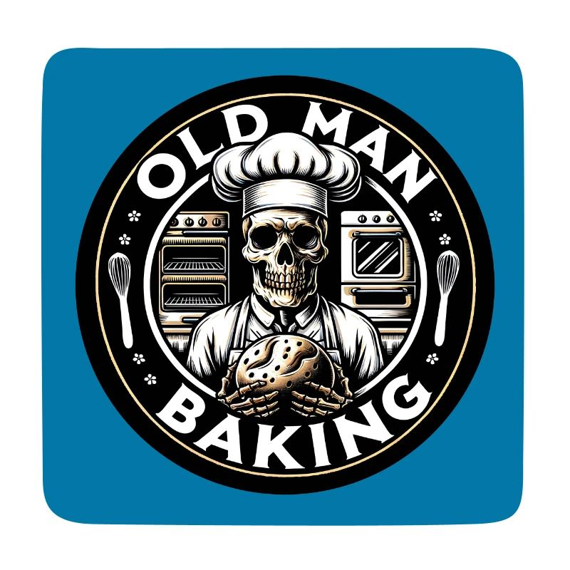 Old Man Baking Skull mit Bäckermütze mit Brot