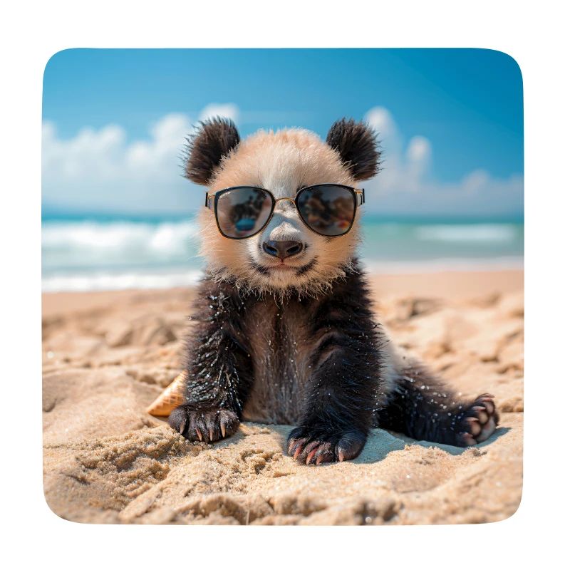 Panda am Strand