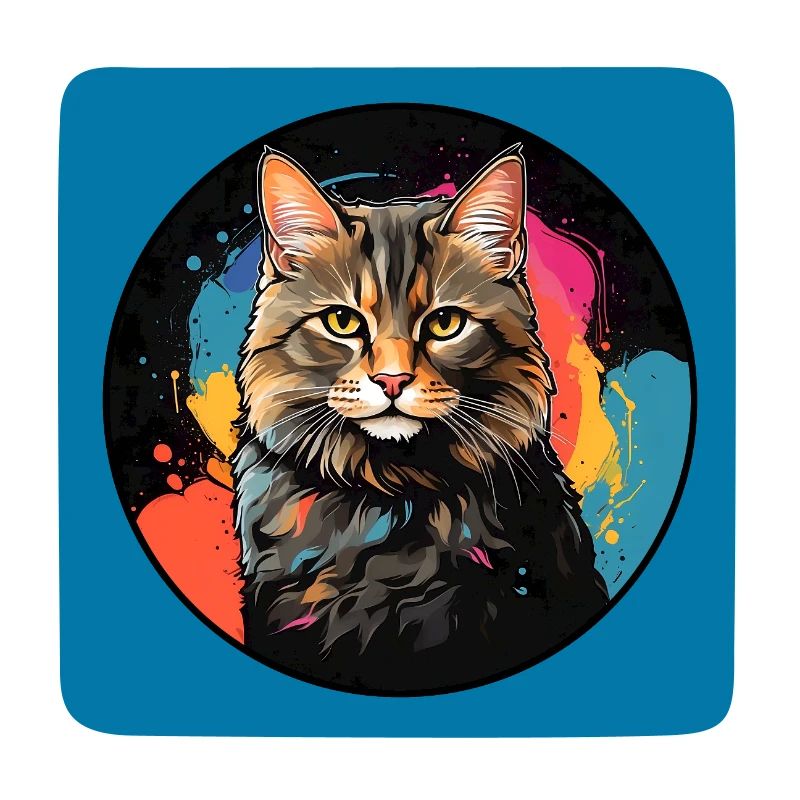 Portrait de chat mignon en technique d'aquarelle dans un cercle