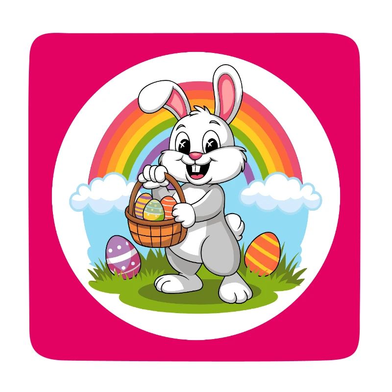Funny Easter bunny with colorful eggs Easter eggs