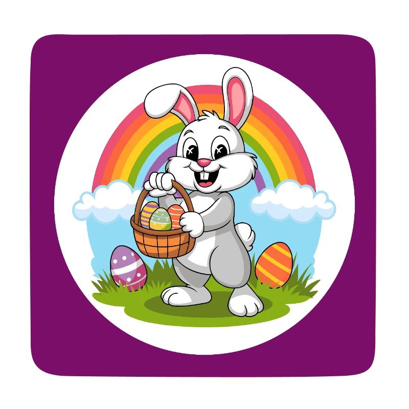 Funny Easter bunny with colorful eggs Easter eggs