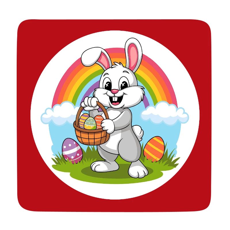 Funny Easter bunny with colorful eggs Easter eggs
