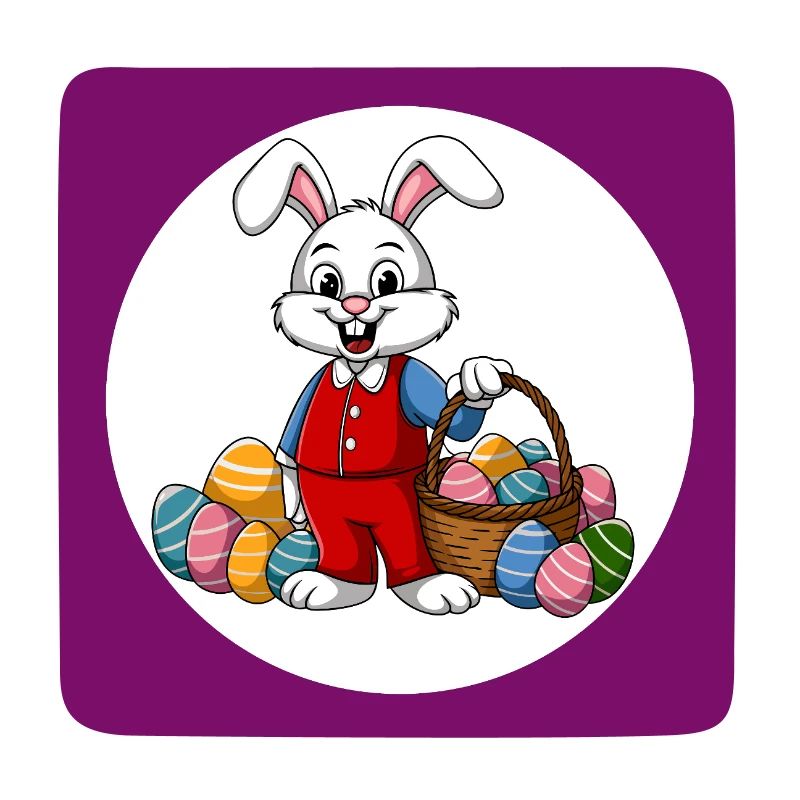 Funny Easter bunny with colorful eggs Easter eggs