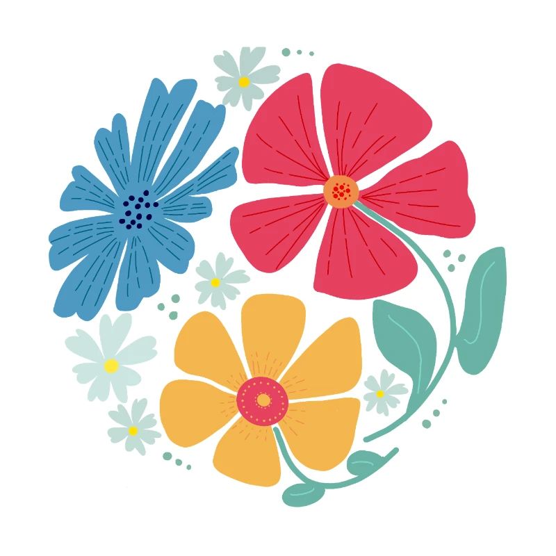 Sommerblumen in Kreisform