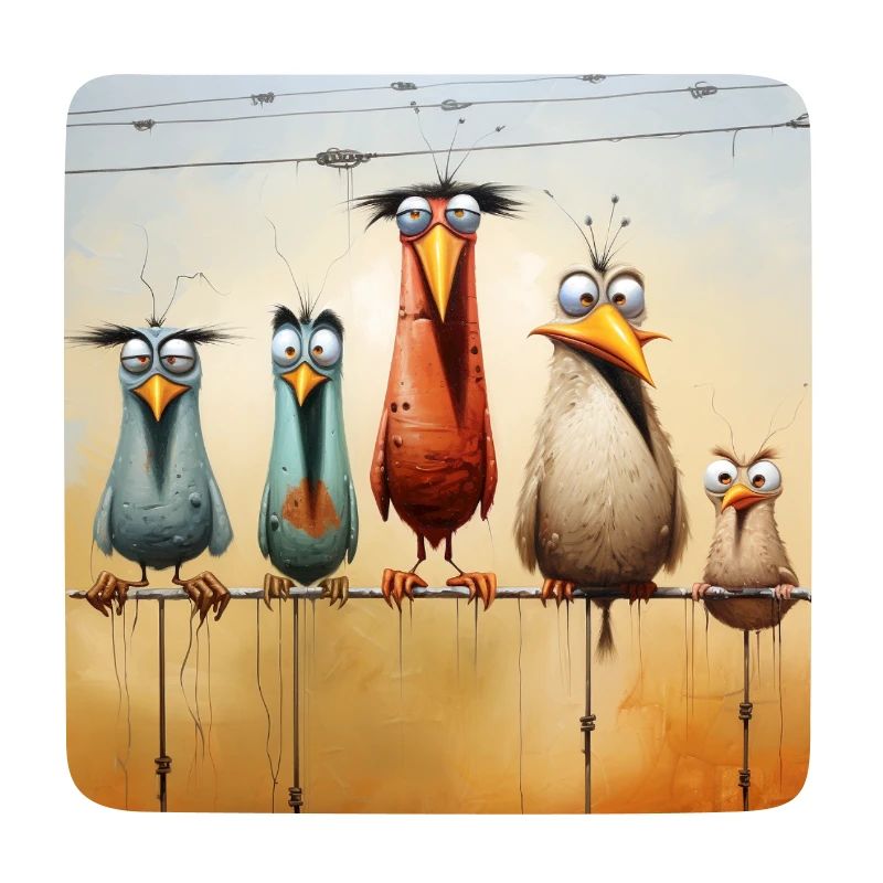 Vogelschar am Draht