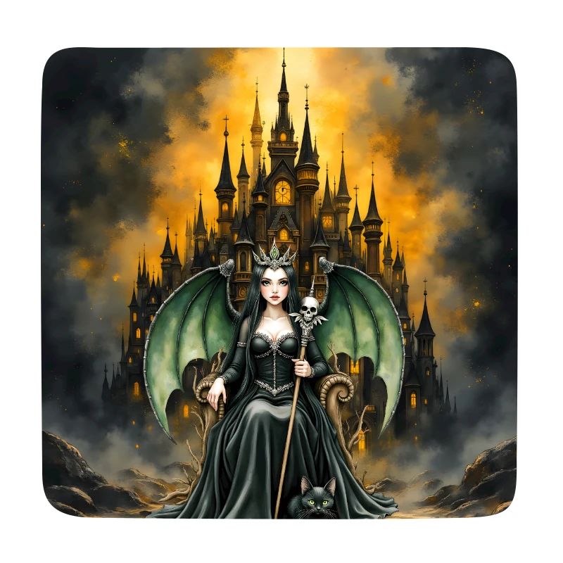 Sorcière ailée devant le château