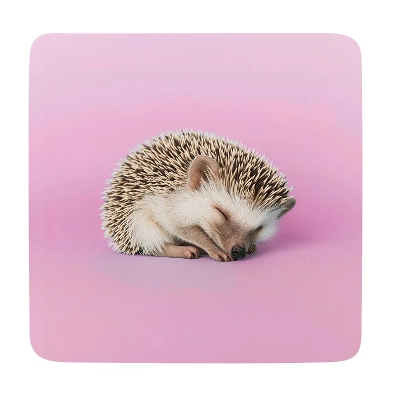 Schlafender Igel auf blassrosa Hintergrund