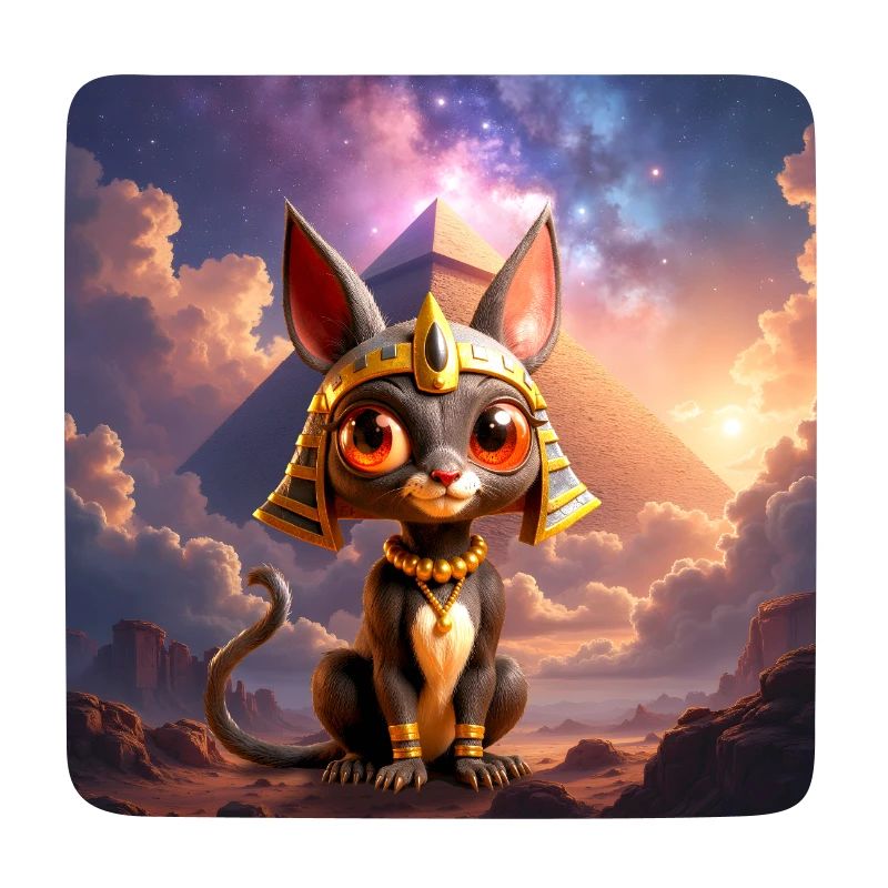 Pharao-Katze vor der Pyramide