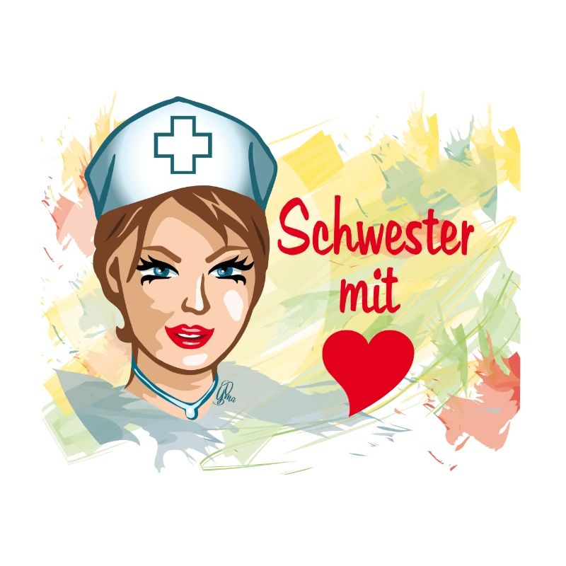 Krankenschwester mit Herz quer
