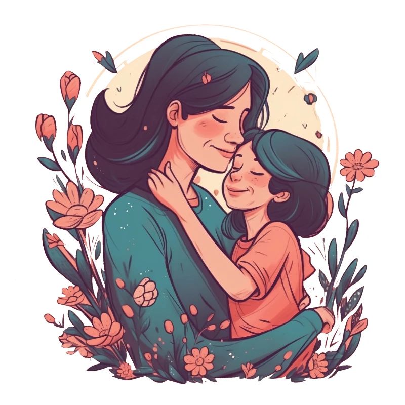 Wunderschönes Muttertagsdesign, Kind umarmt Mutter