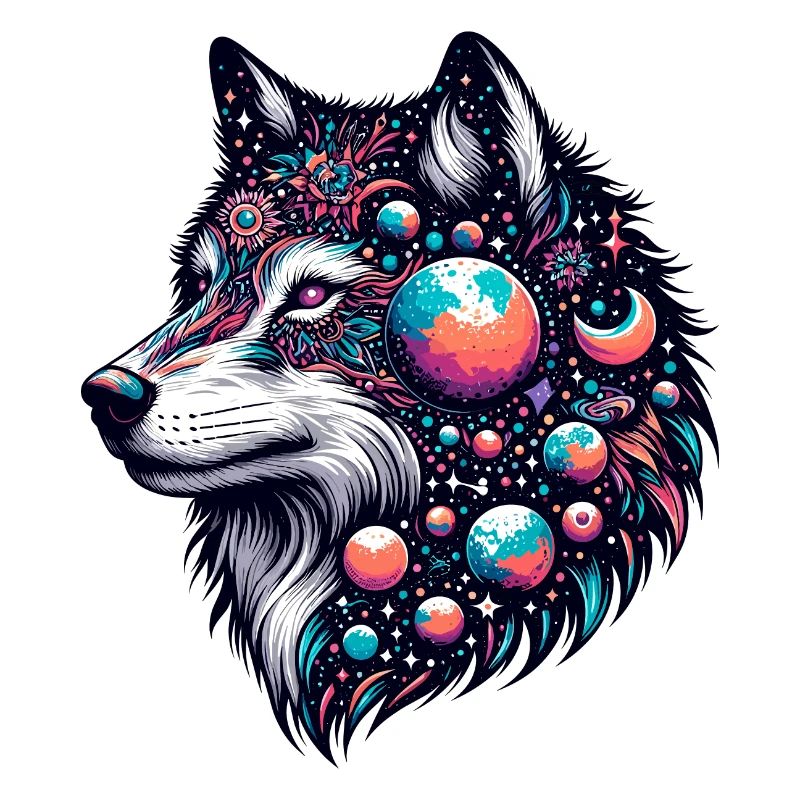 WOLF, COSMIC, UNIVERSE, PLANET, STARS, GALAXY, WORLD