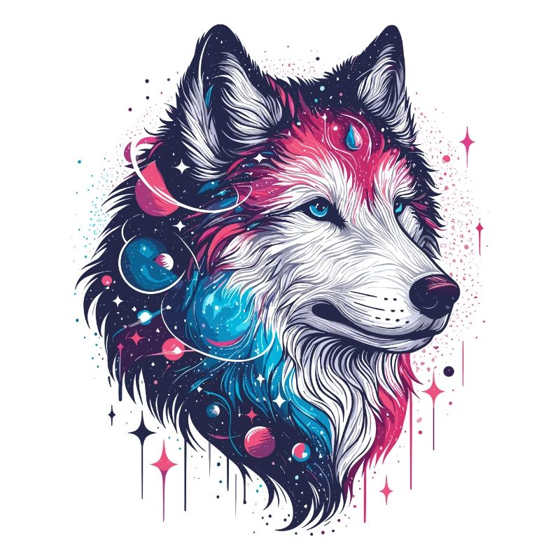 WOLF, COSMIC, UNIVERSE, PLANET, STARS, GALAXY, WORLD