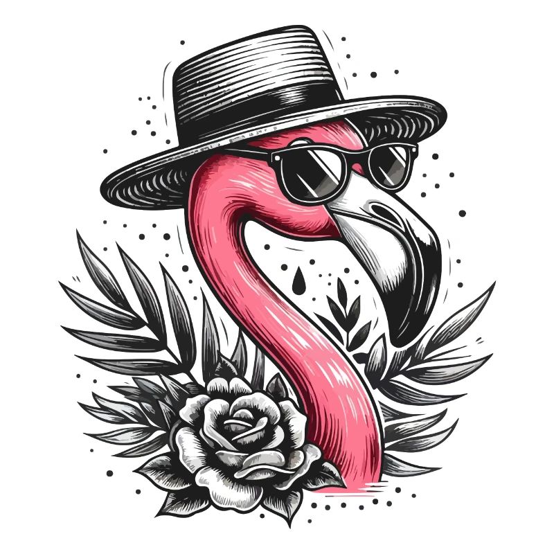 FLAMINGO RETRO HUT BRILLE ROSE PFLANZE JUNGE MANN