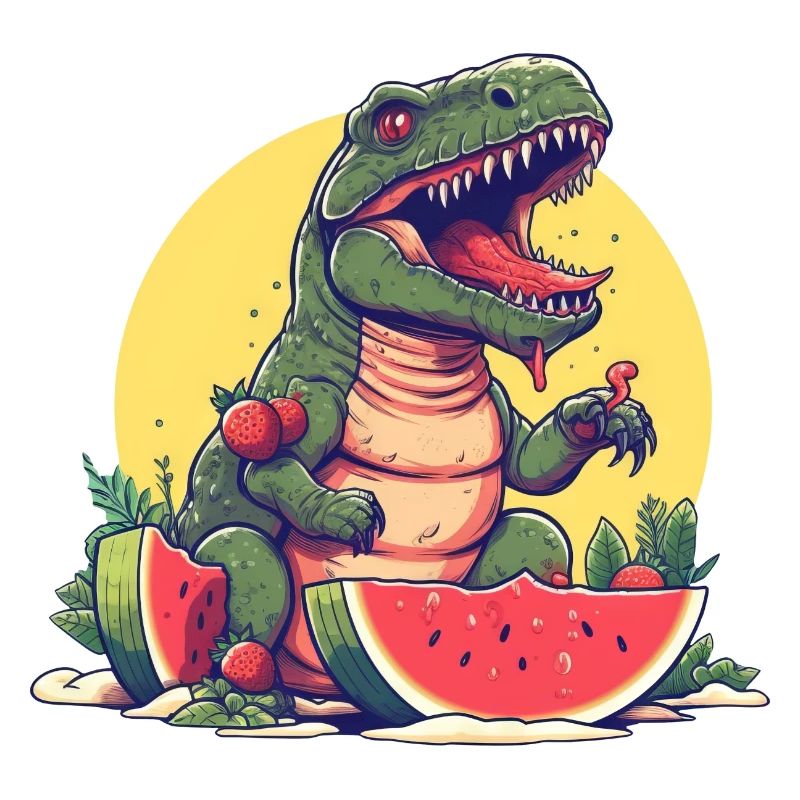 Dino T-Rex with melon and strawberry - Sunset Design