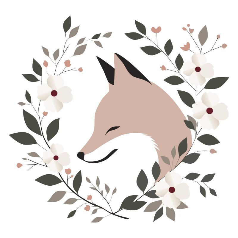 Fox with flowers