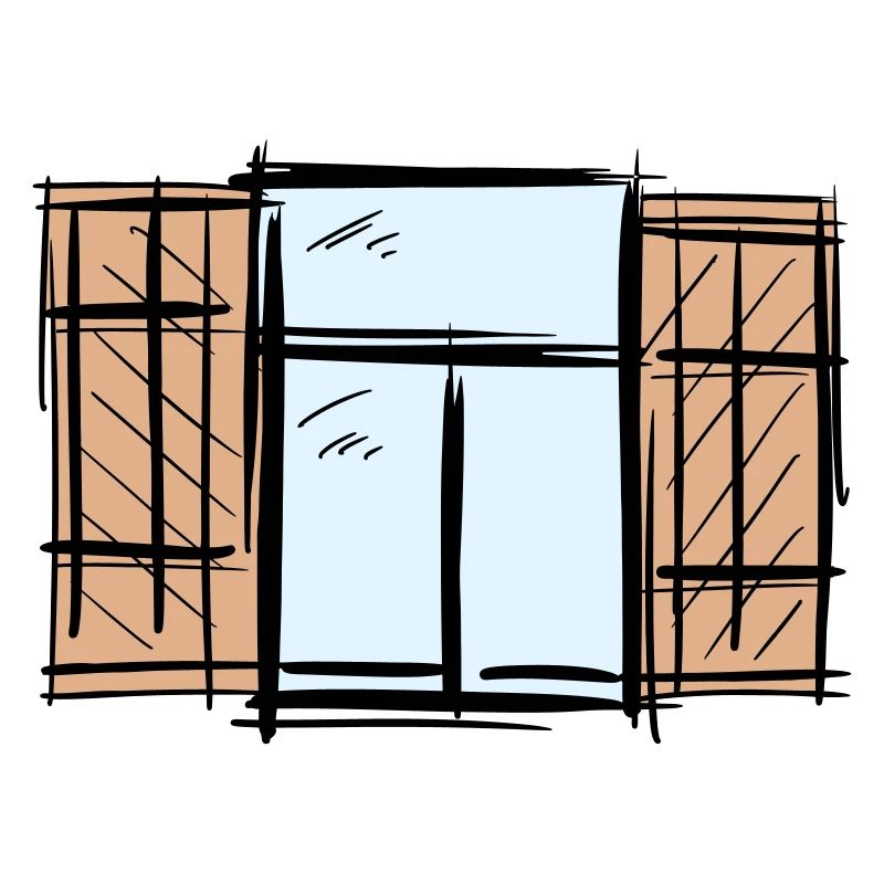 Old Window with Shutters Hinged Shutters Drawing