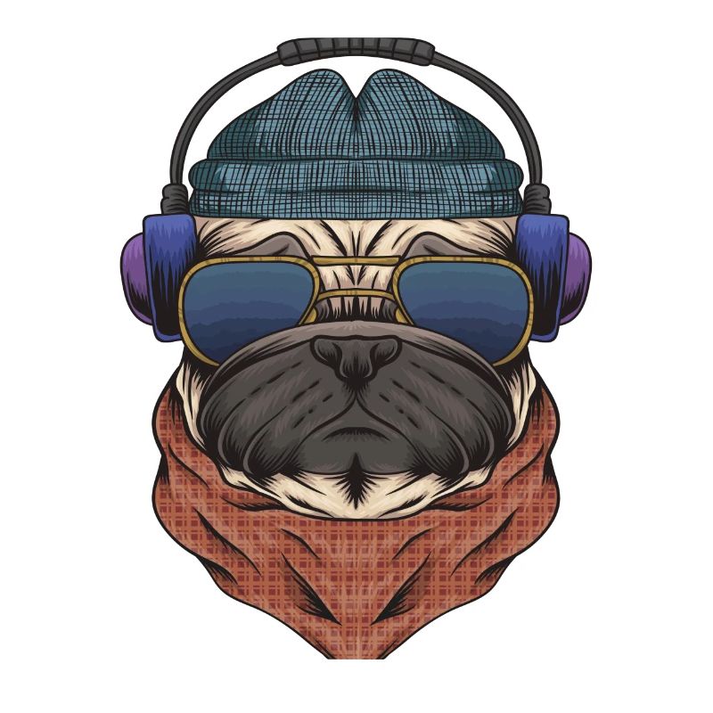 Cooler Mops DJ mit Kopfhörergeschenk für DJs oder Mops