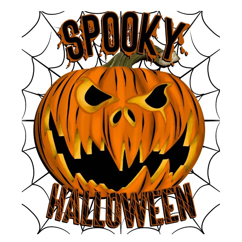 Spooky Halloween Spooky Pumpkin with Spider Web