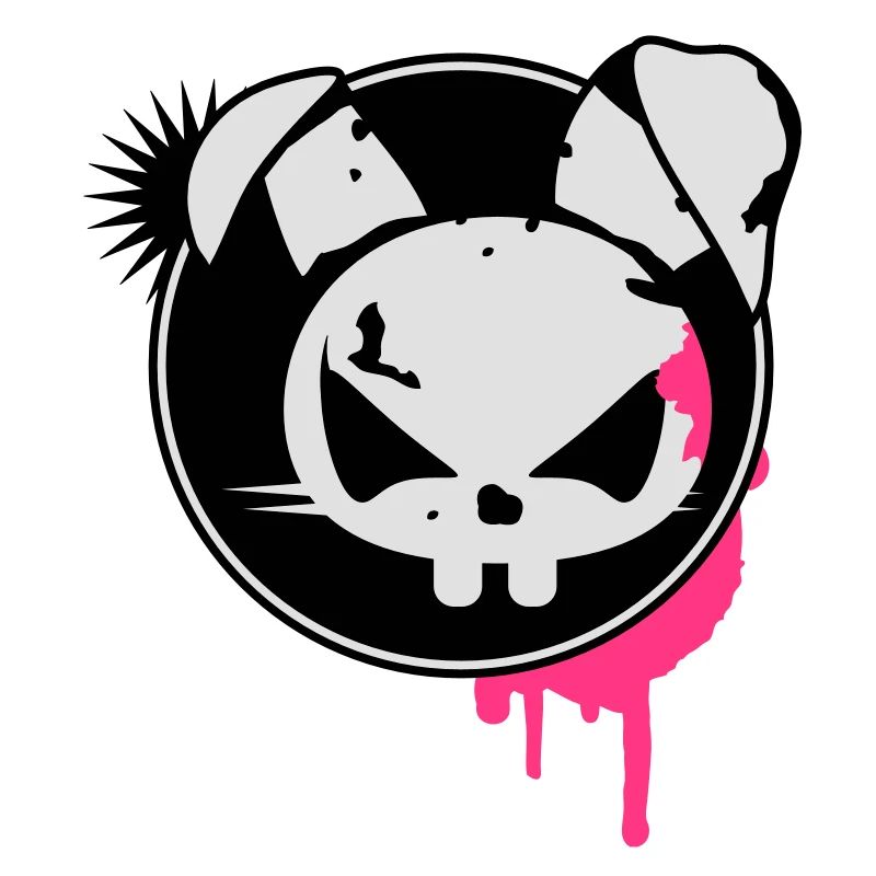 A grunge sticker with a rabbit head