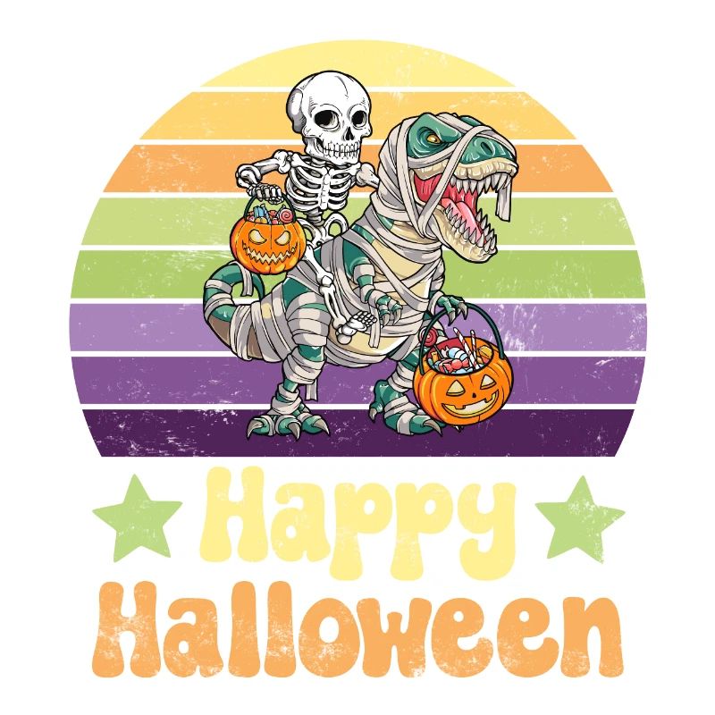 Halloween Skeleton on Dinosaur T-Rex