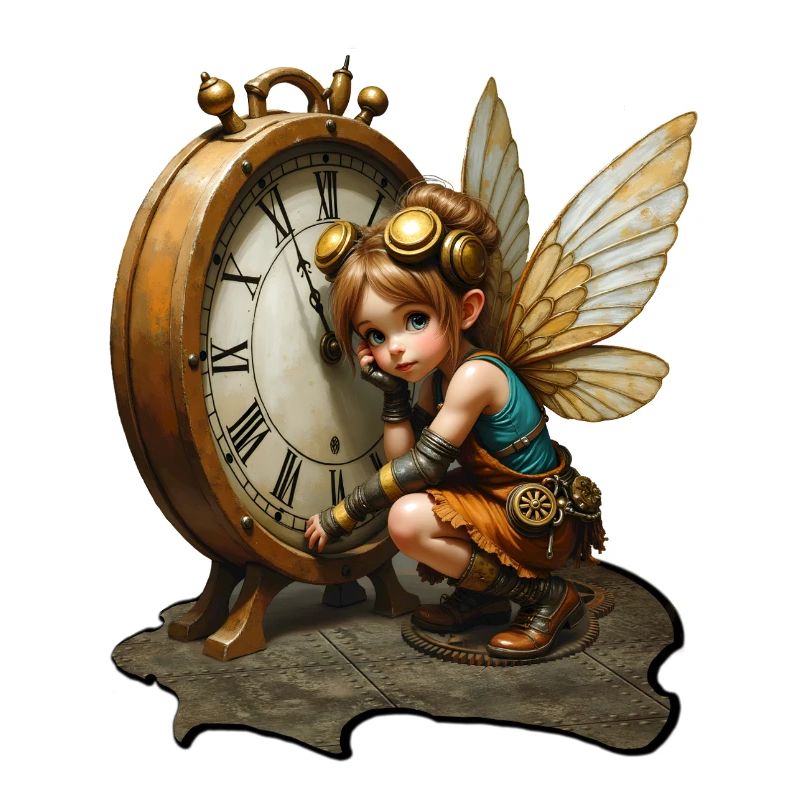 Steampunk-Fee mit antiker Uhr