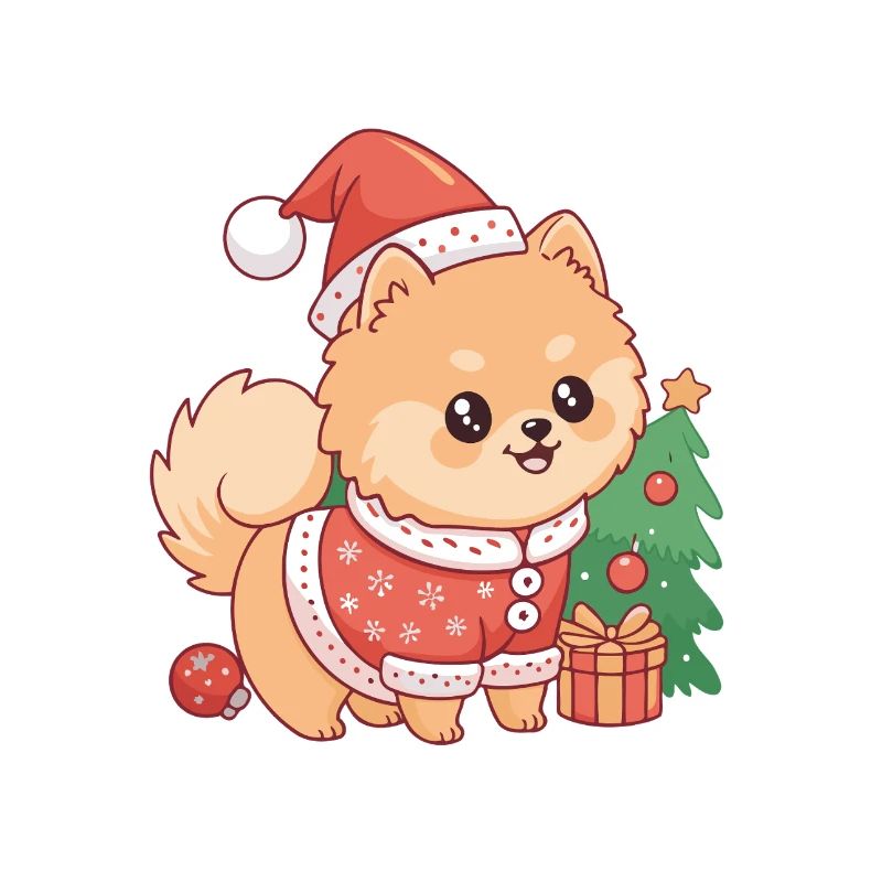 Chien Noël kawaii en pull