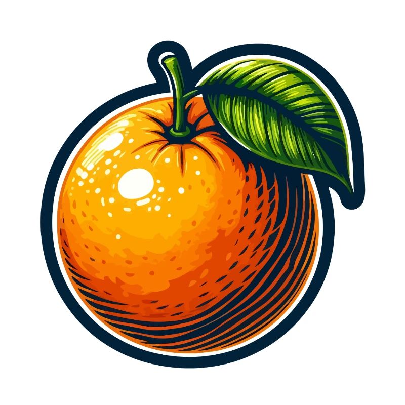Helles Cartoon-Orange mit Blatt