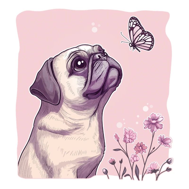 Mops mit Schmetterling