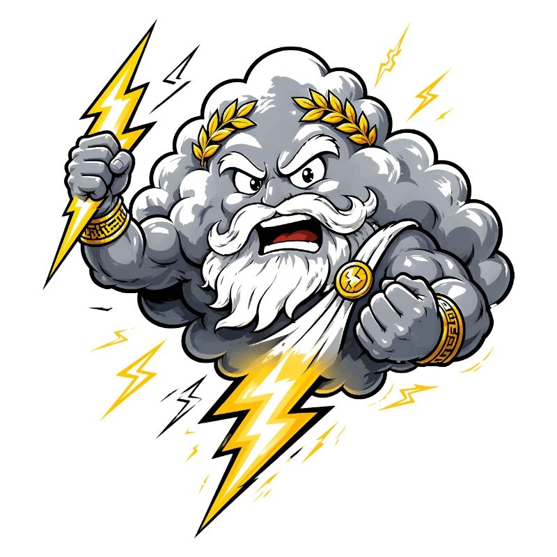 God of Thunder Lightning Cloud Thunderstorm Comic Motif