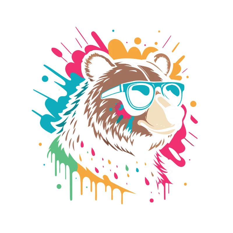 Pop-Art-Bär, buntes Glitzern