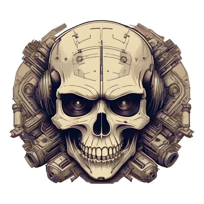 Bionic Schädel - Comic-Stil Logo