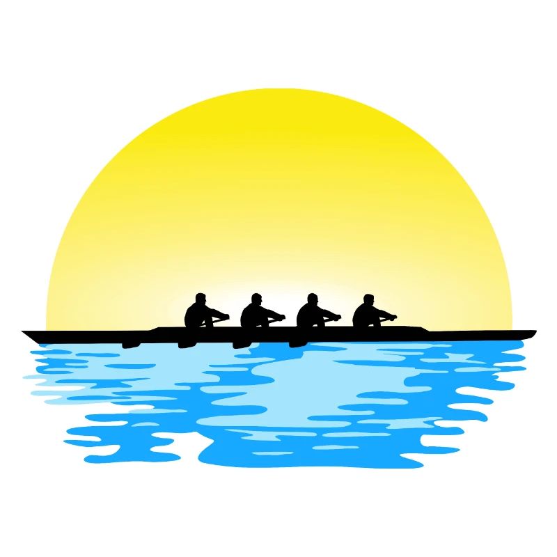 Aviron, équipe masculine d’aviron, eau et soleil