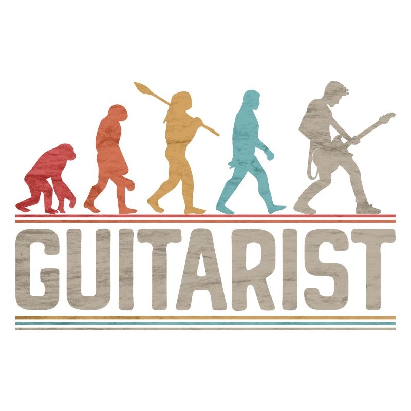 Evolution der Rockmusik des Gitarristen oder Bassisten