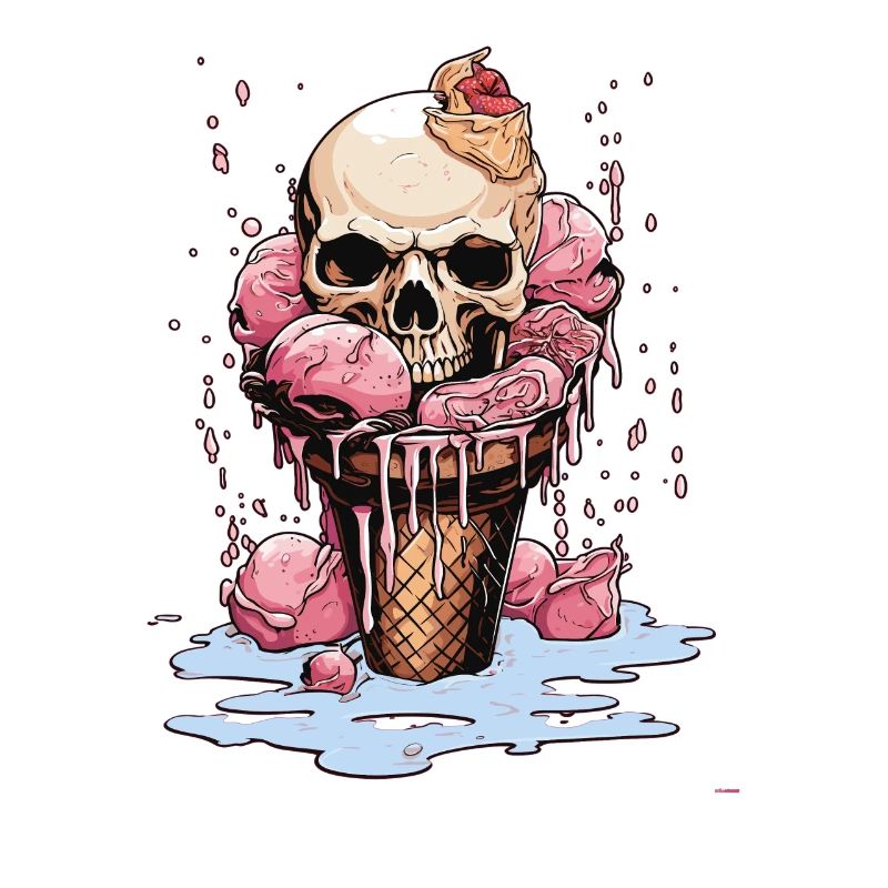 Totenkopf-Eiscreme-Halloween-Design