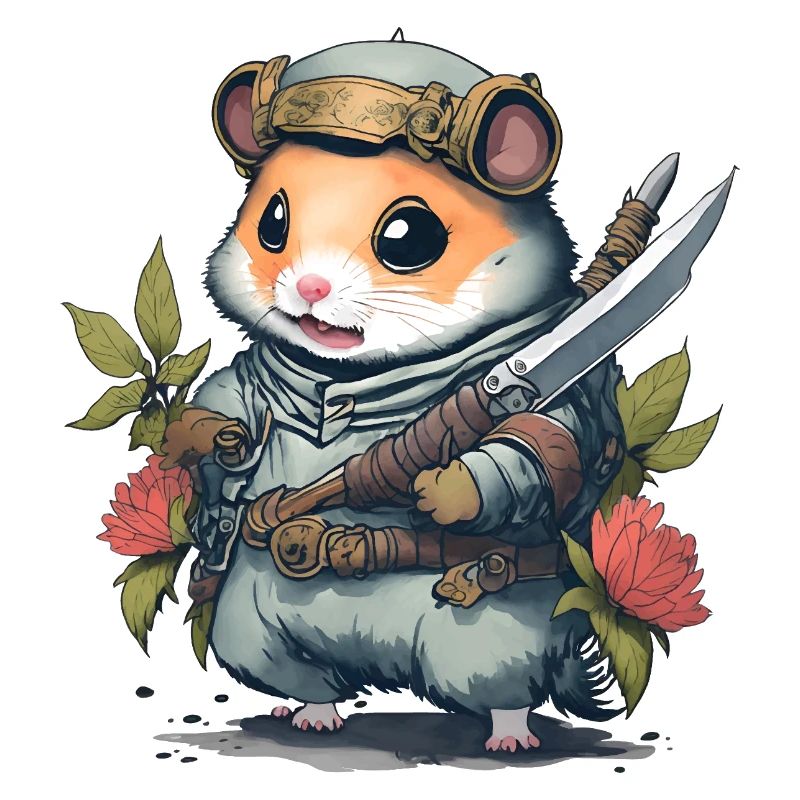 Ninja-Hamster-Kampfmeister. Hamster im Kampfmodus