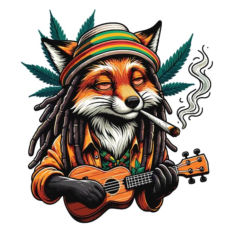 A Smoking Fox Joins While Playing the Ukulele
